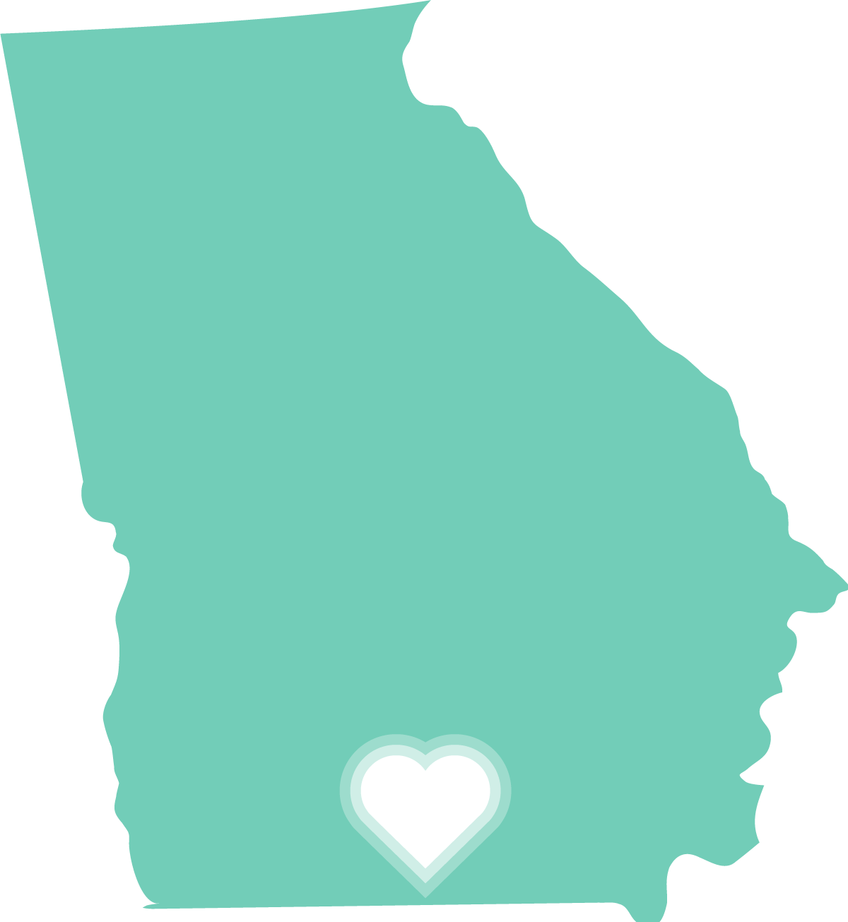Silhouette of Georgia with a heart