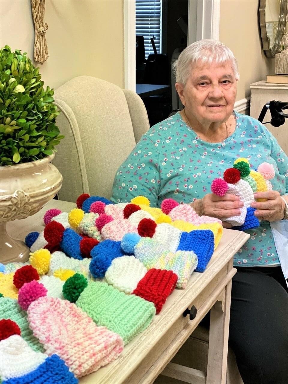 lady knitting hats